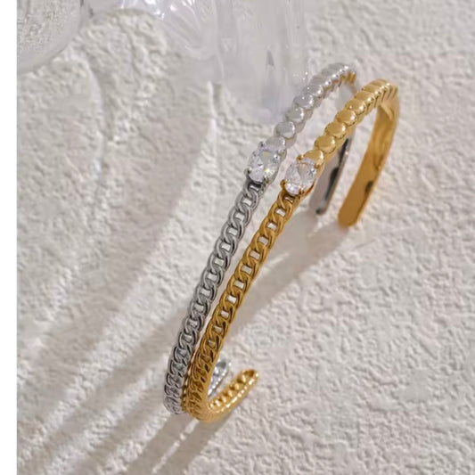 Zircon Open Bangle Bracelet