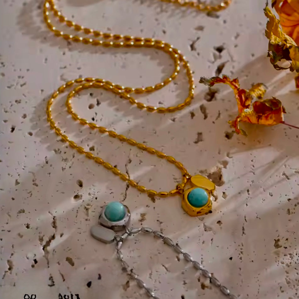 Amazonite Stone Pendant Necklace