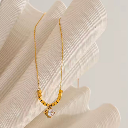 Chic Square CZ Chain Drop Necklace
