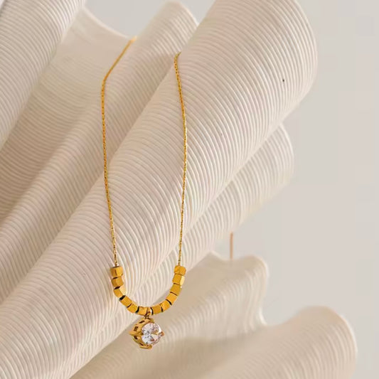 Chic Square CZ Chain Drop Necklace
