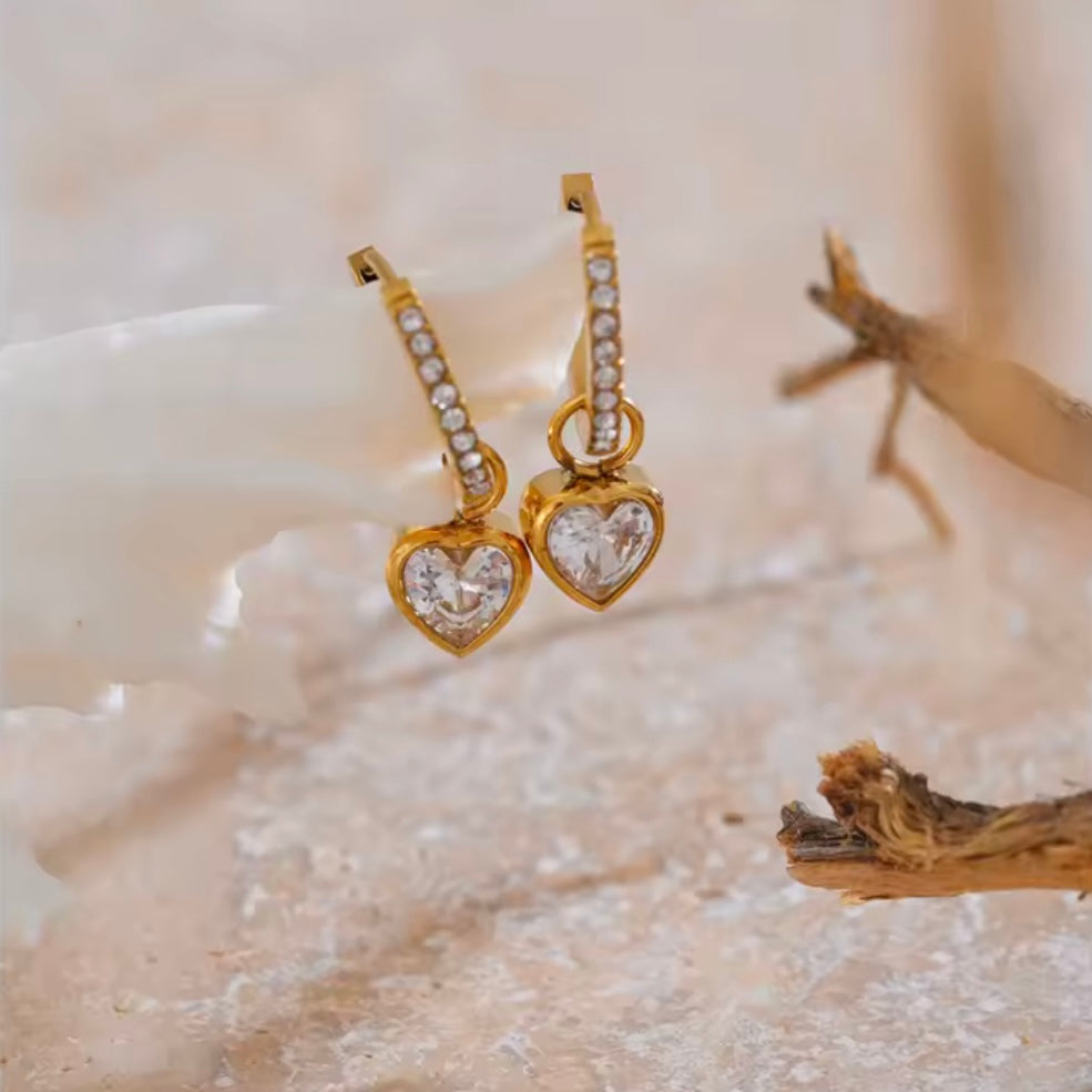 Delicate Bling CZ Heart Drop Earring