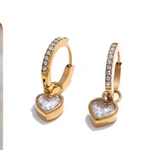 Delicate Bling CZ Heart Drop Earring
