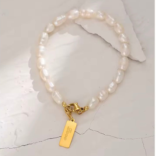 Natural Pearl Love Bracelet