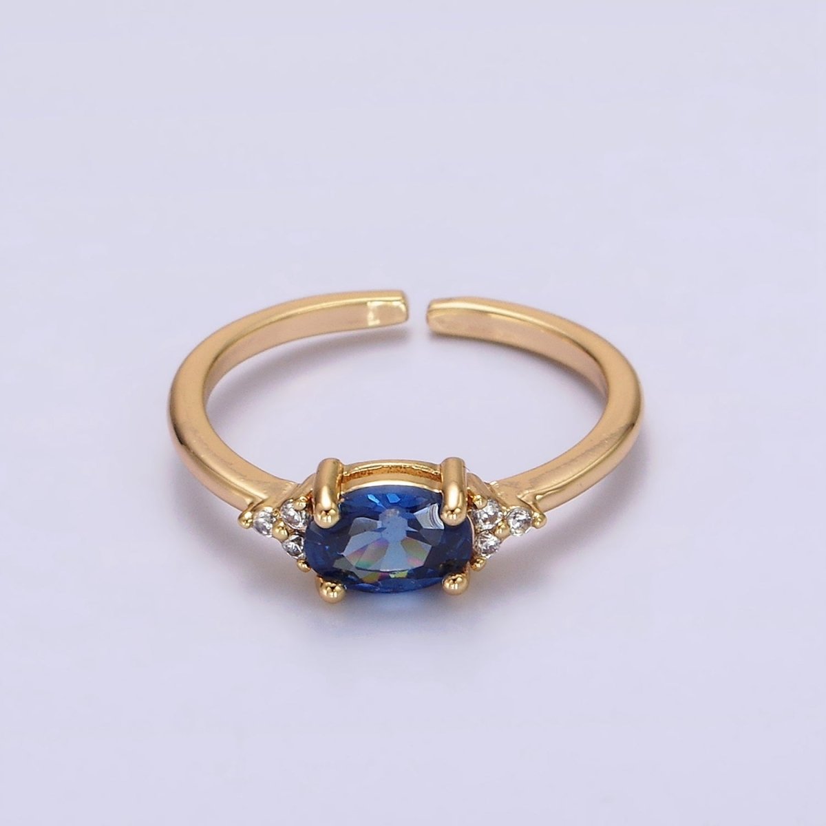 Oval Triple CZ Solitaire Birthstone