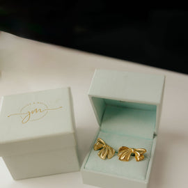Gold Filled Line-Textured Ribbon stud Earrings