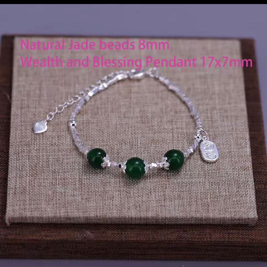 Wealth and Blessing silver Beaded Bracelet