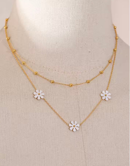 Exquisite Double Layer Shell Flower Necklace