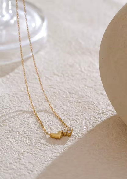Chic Zirconia Double Heart Necklace