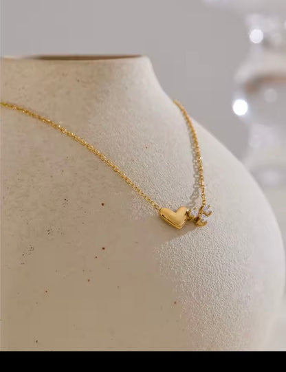 Chic Zirconia Double Heart Necklace