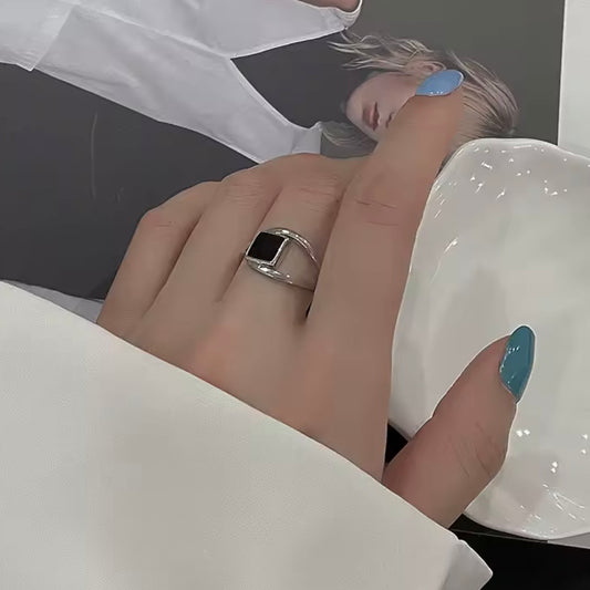 Onyx Edge Sterling Silver Ring