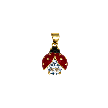 Red, Pink, Enamel Lady Bug Charm