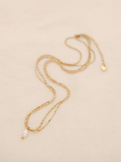 Luna Double Layer Chain with Freshwater Pearl