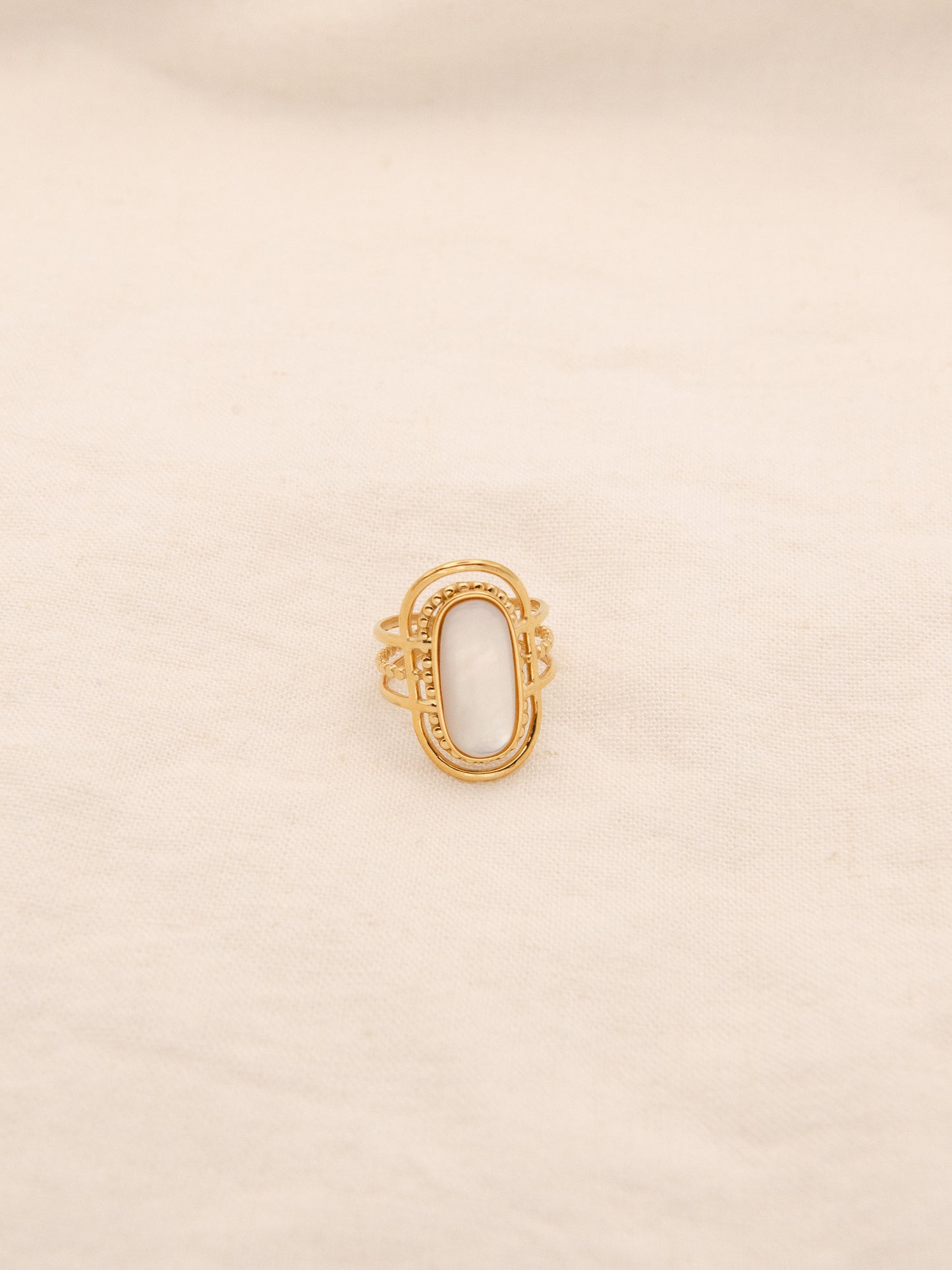 Natural Shell Geometric Open Ring
