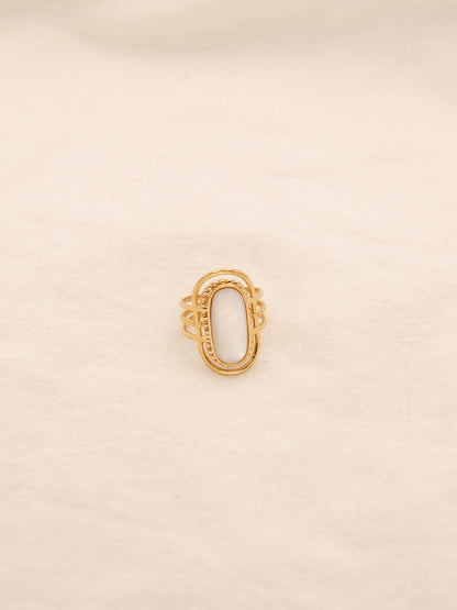 Natural Shell Geometric Open Ring