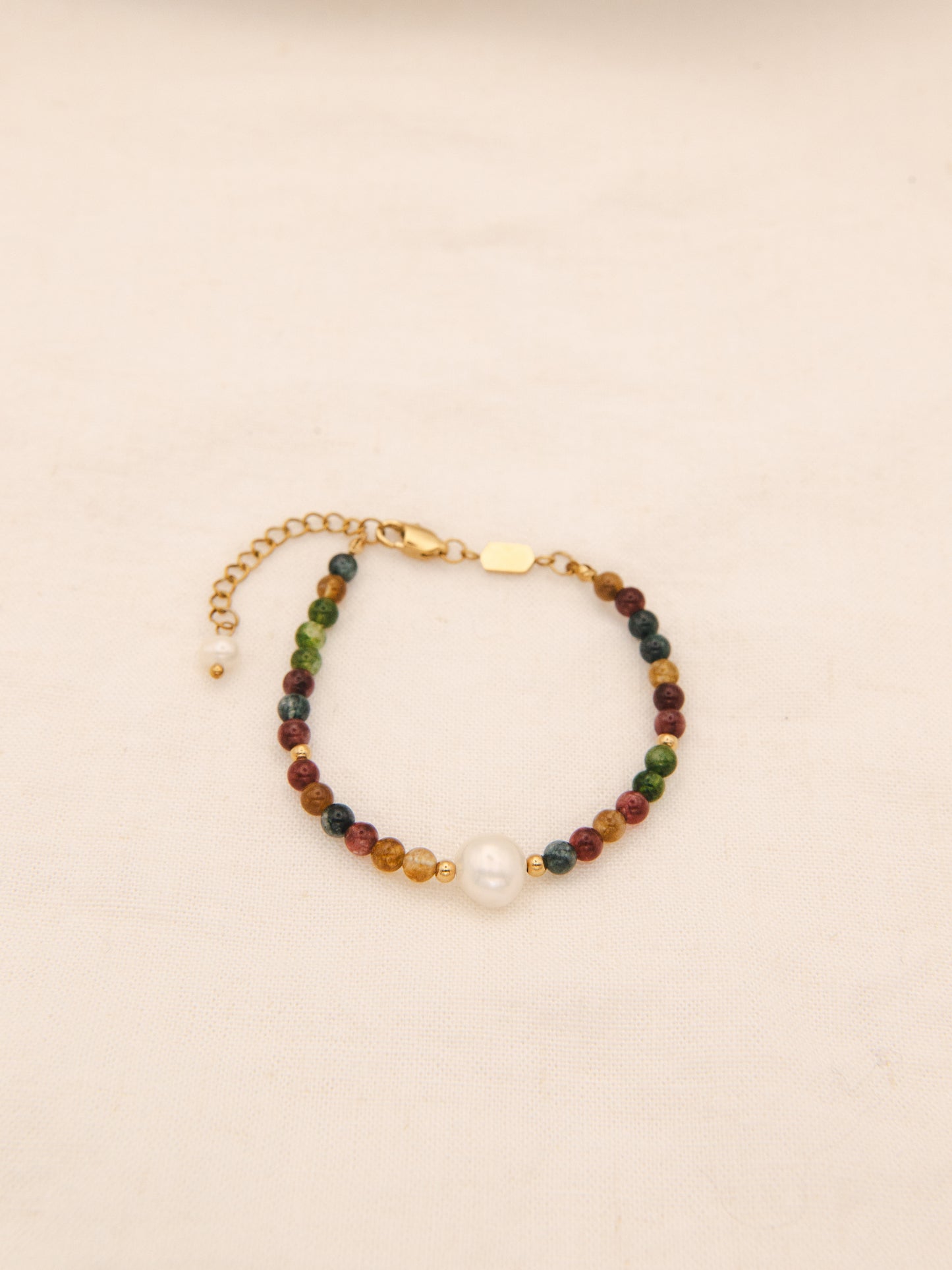 Tourmaline Stone Pearl Bracelet