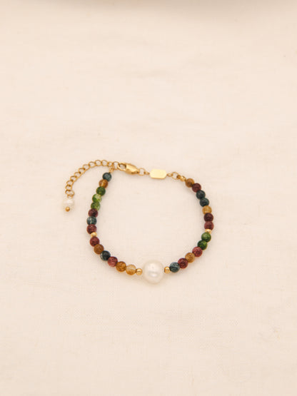 Tourmaline Stone Pearl Bracelet