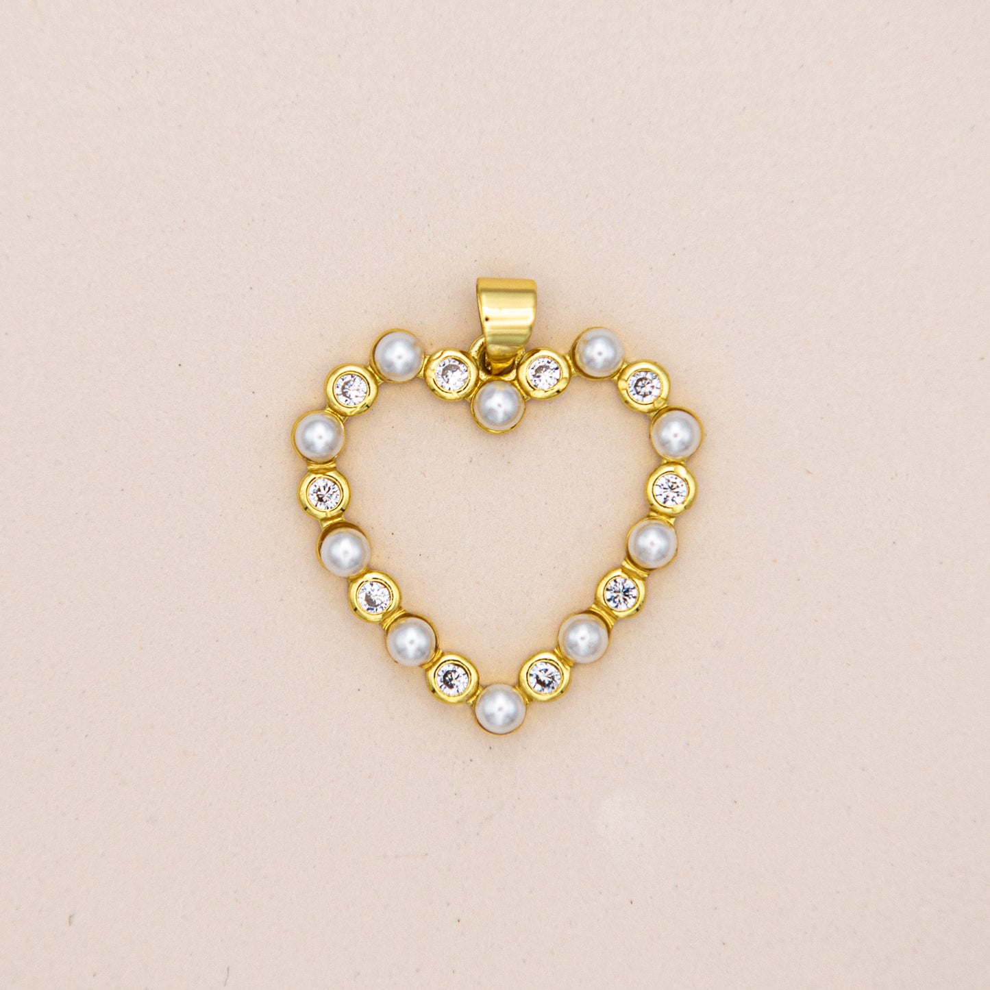 Cz and Pearl Heart Charm