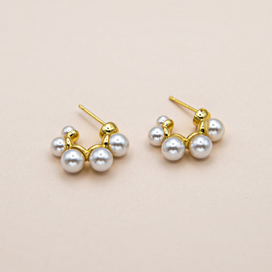 Gold Filled Round Pearl Earrings