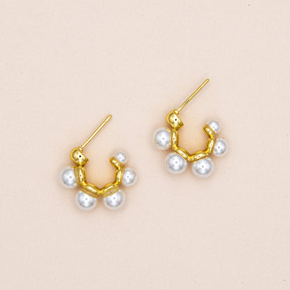 Gold Filled Round Pearl Earrings