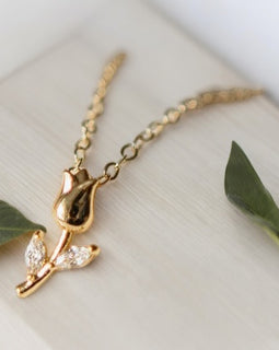 Dainty Rose Flower Charm  Necklace