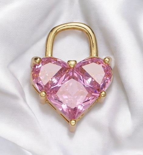 Pink Pixelated Heart Charm