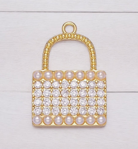 Paved CZ Pearl Padlock