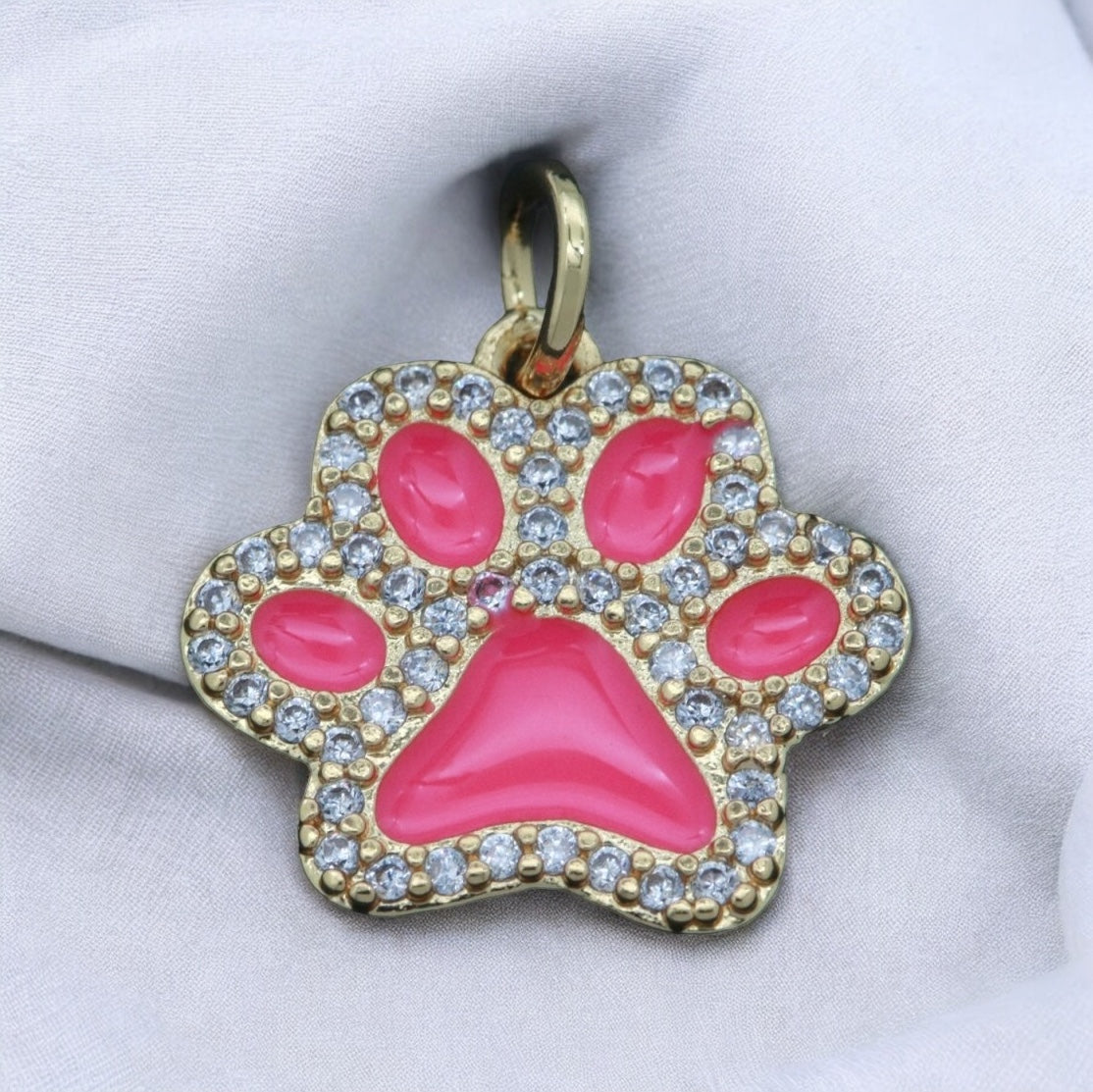 CZ Enamel Dog Paw Charm