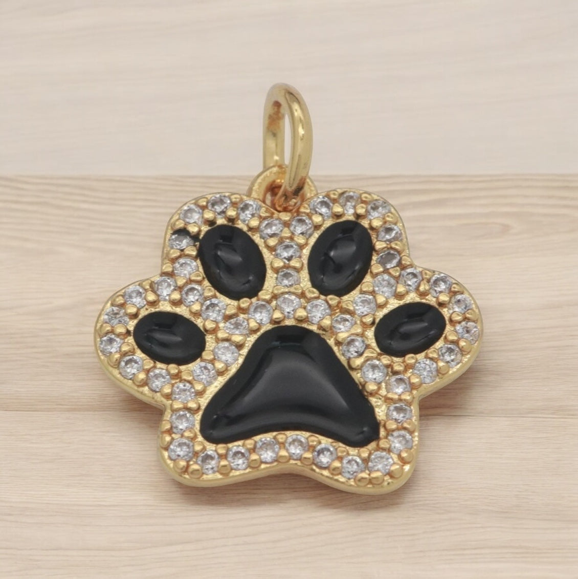 CZ Enamel Dog Paw Charm