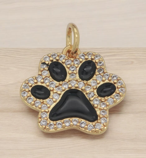 CZ Enamel Dog Paw Charm