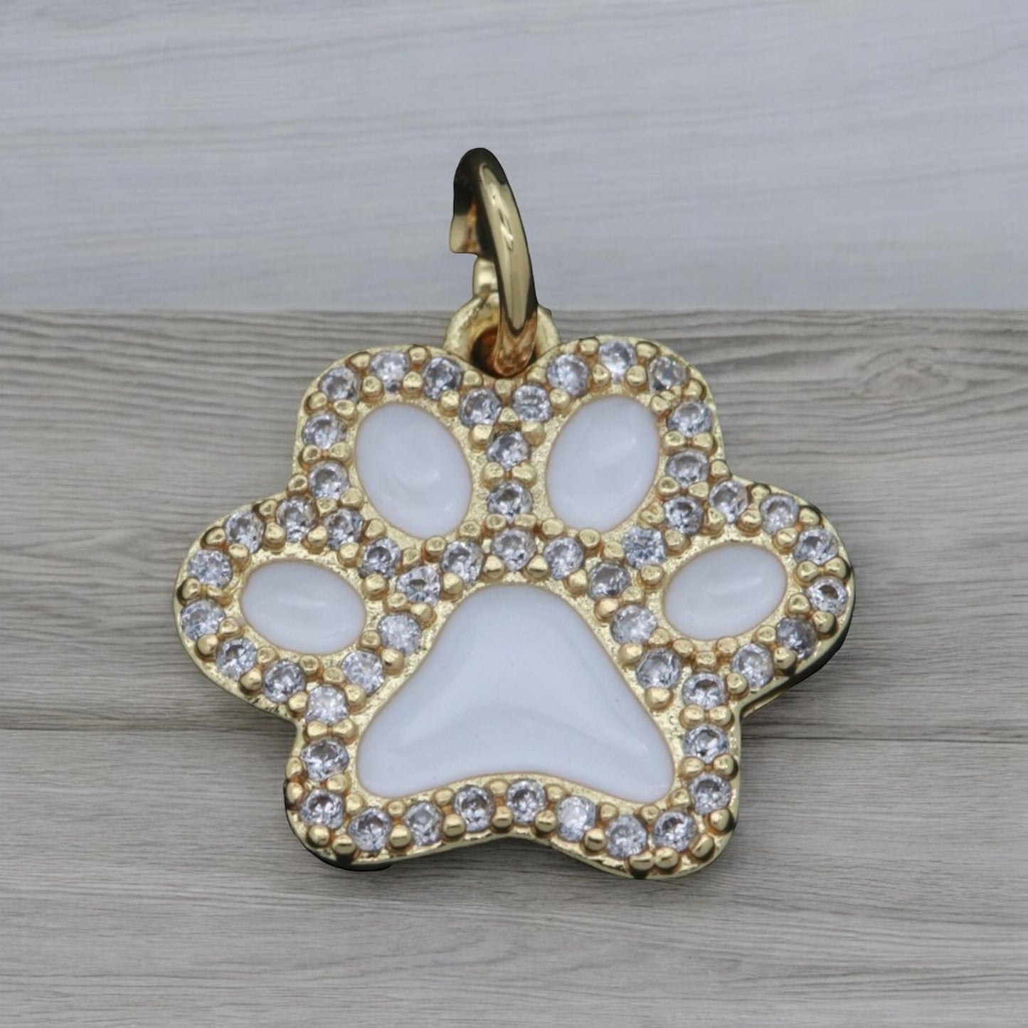 CZ Enamel Dog Paw Charm