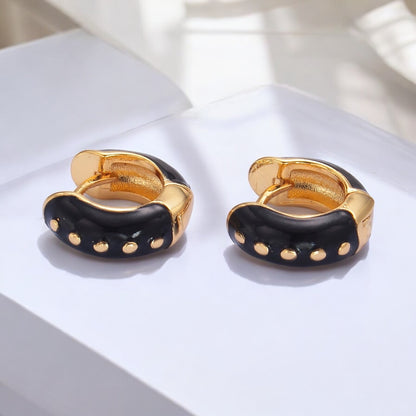 Enamel Dotted Huggie Earrings