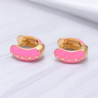 Enamel Dotted Huggie Earrings