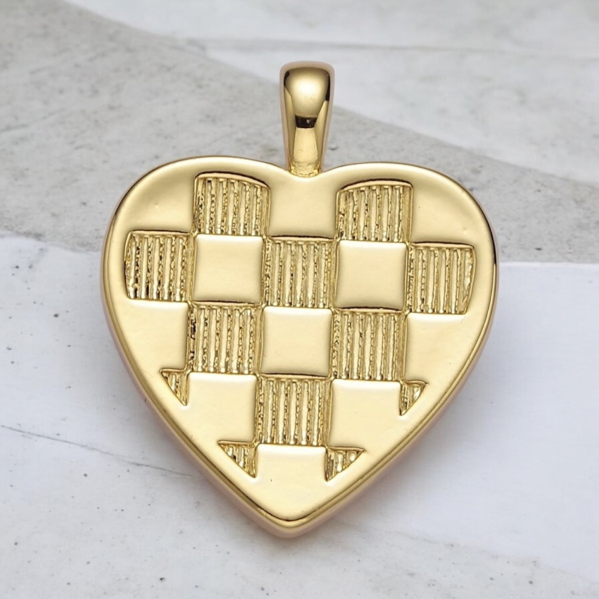 Plaid Checkered Heart Charm