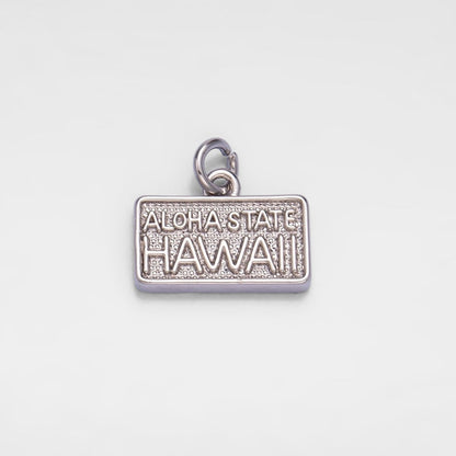 "Aloha State" Script License Plate Charm