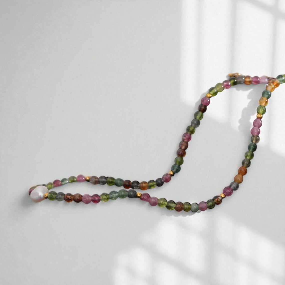 Tourmaline Stone Pearl Necklace
