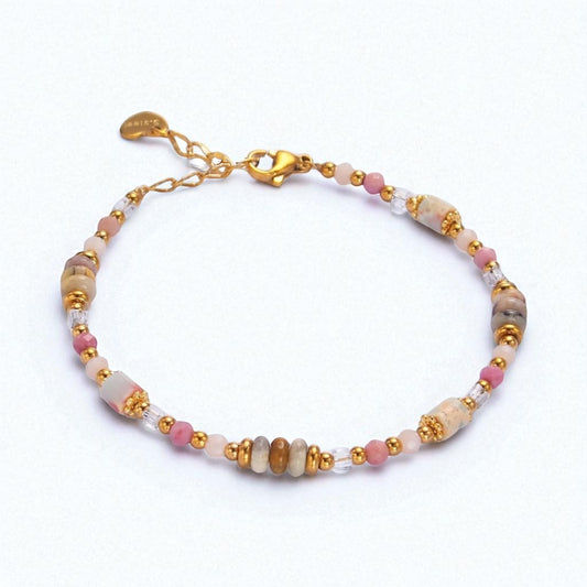 Pink Rose Quartz Beaded Bracelet