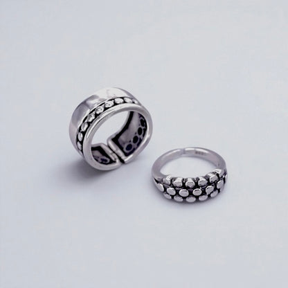 Geometric Multilayer Bead Sterling Silver Ring