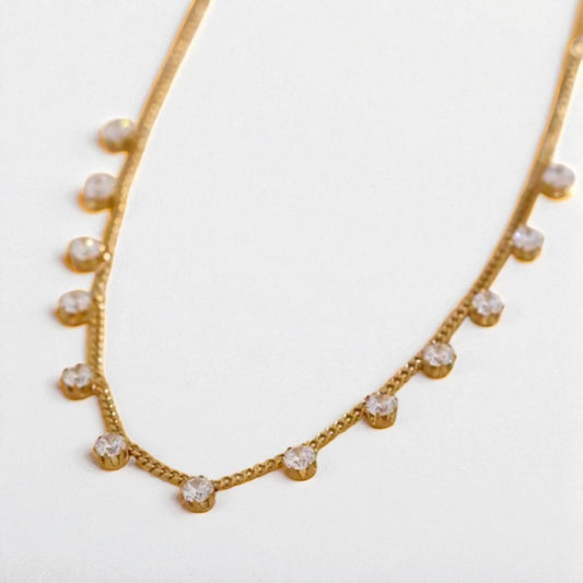 Shiny Cubic Zirconia Chic Chain Necklace