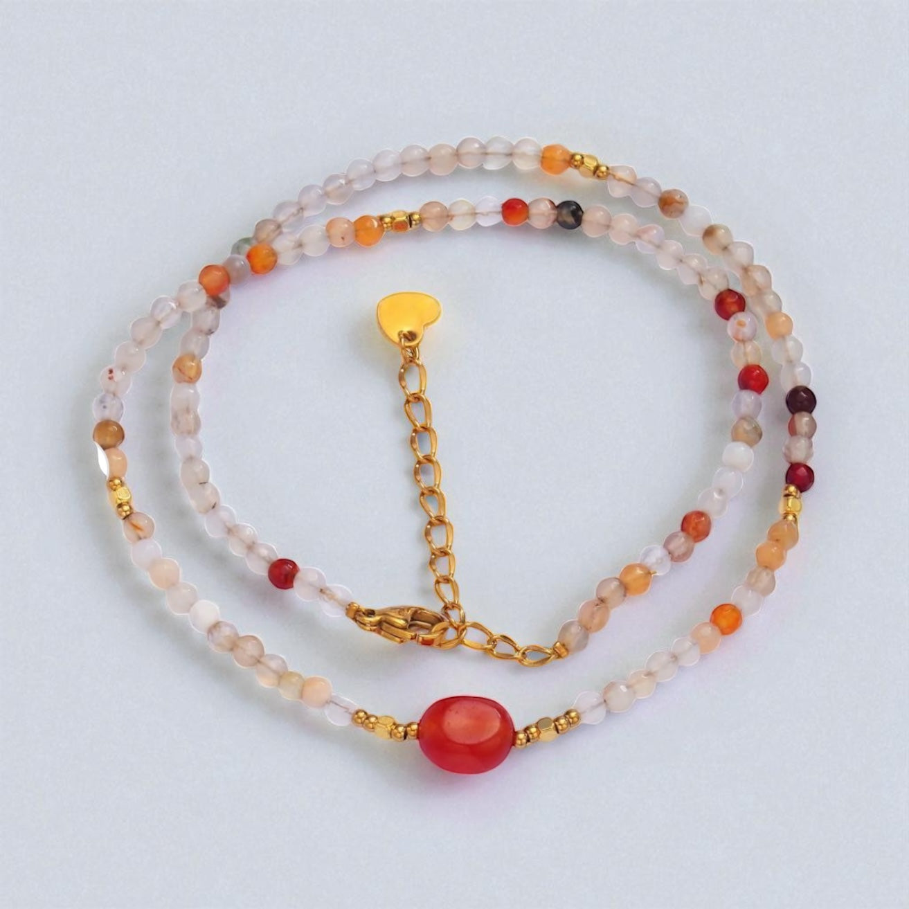 Natural Citrine Carnelian Beaded Necklace