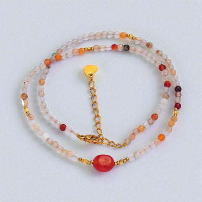Natural Citrine Carnelian Beaded Necklace