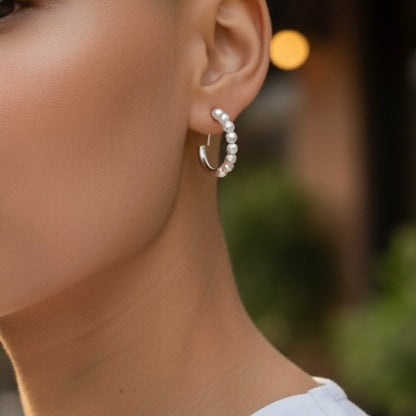 Luna Pearl Hoop Earrings