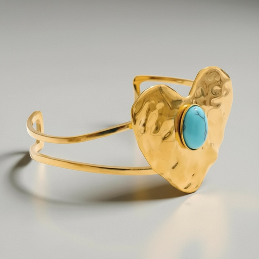 Inlaid Turquise Stone Heart Bracelet