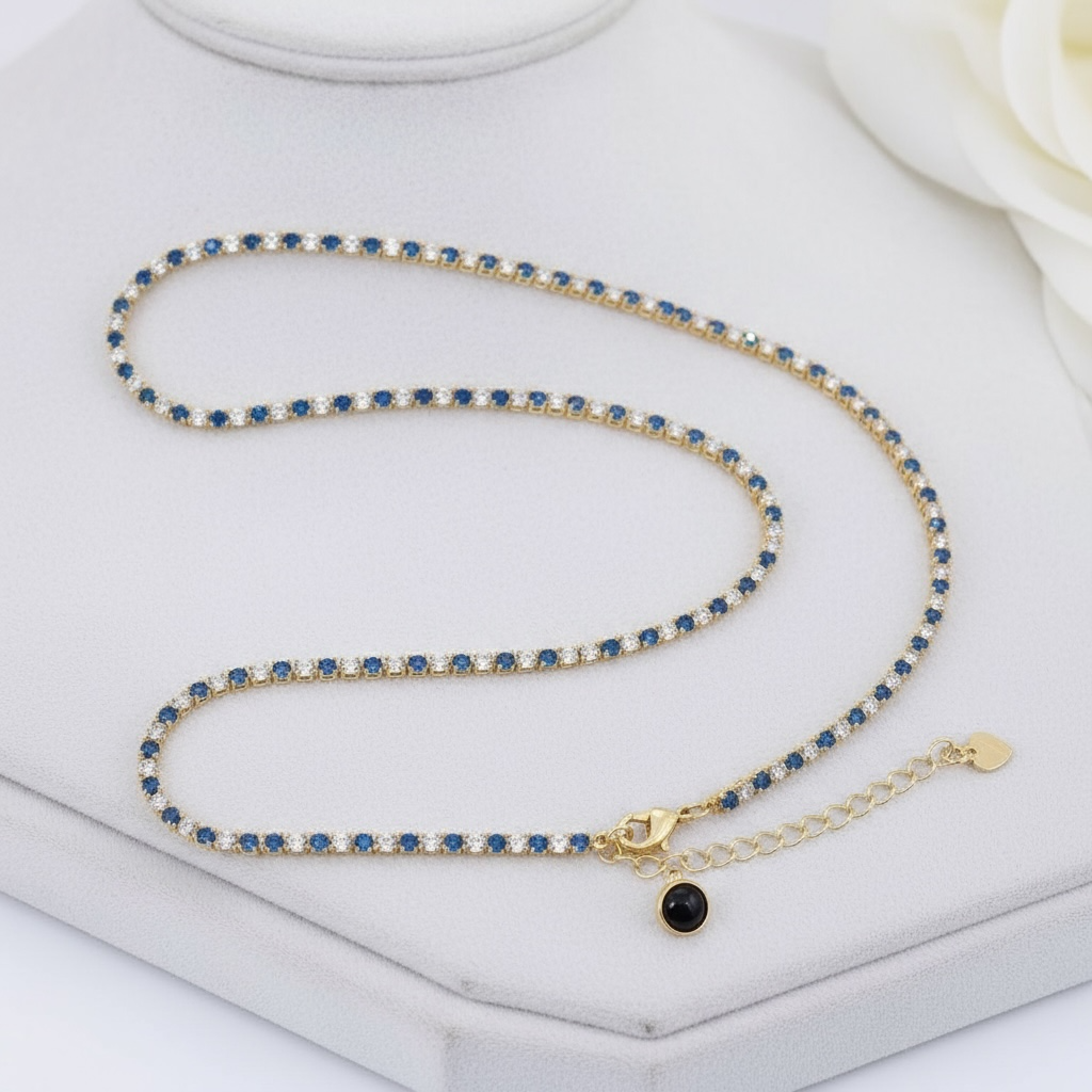 Two-Tone CZ Tennis Necklace