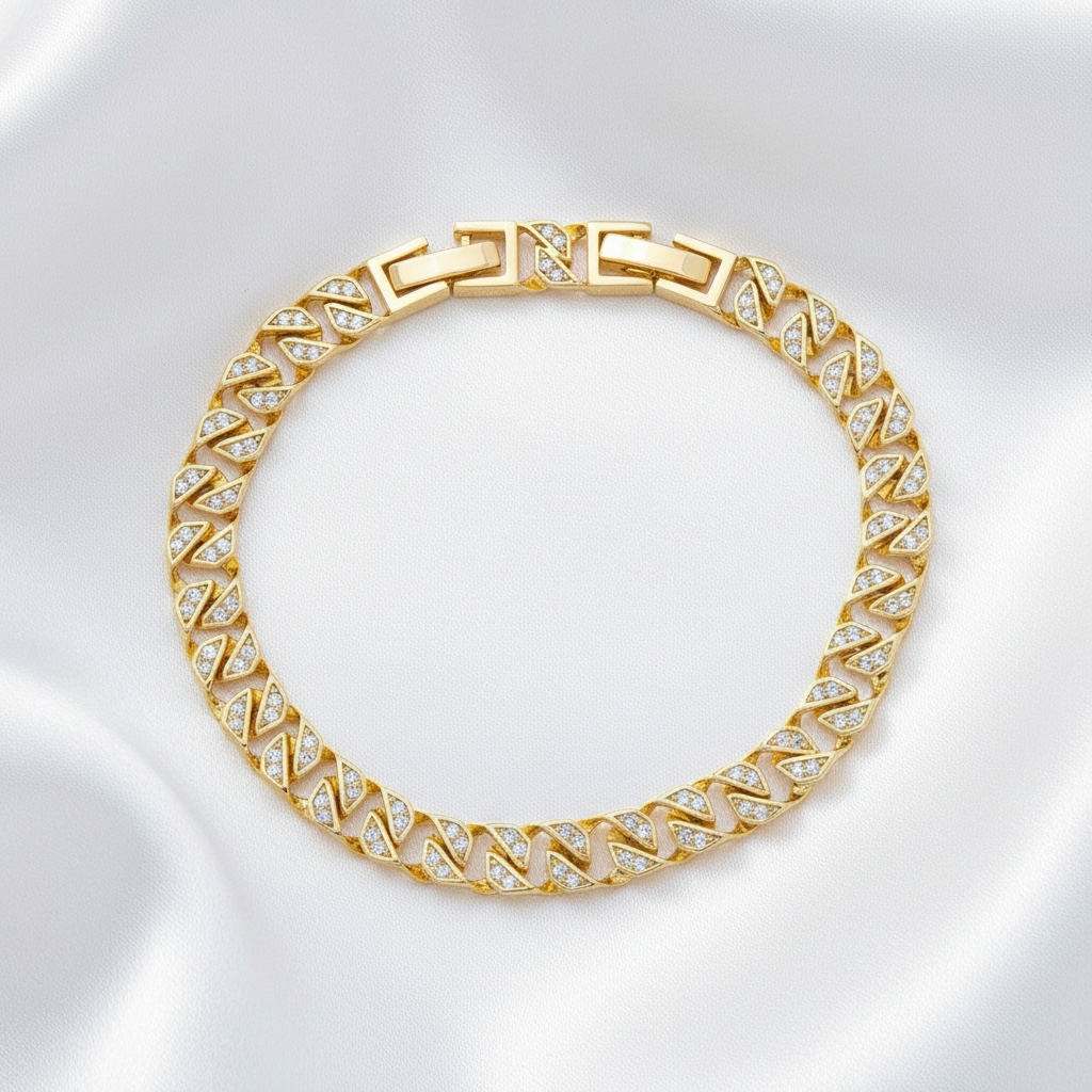 Micro Paved CZ Geometric Tennis Bracelet