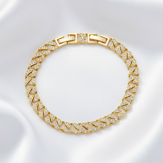 Micro Paved CZ Geometric Tennis Bracelet