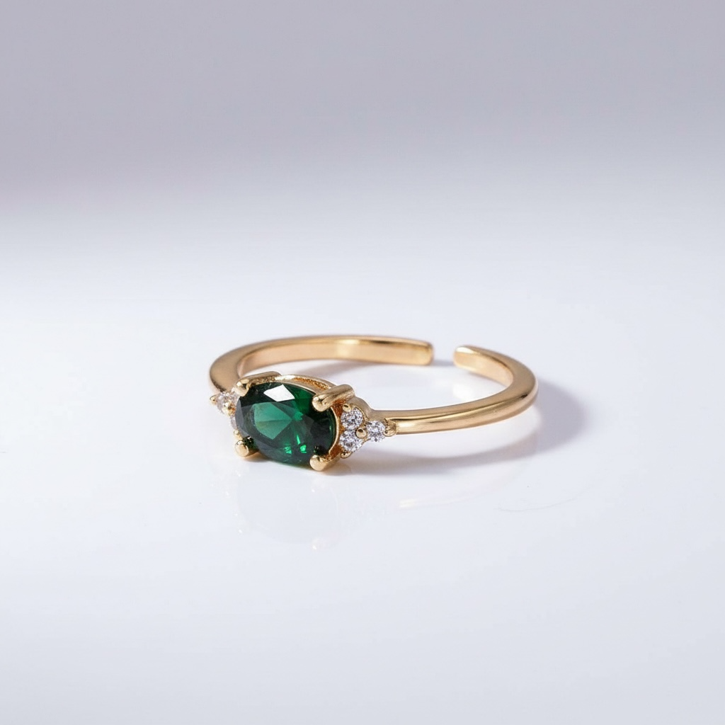 Oval Triple CZ Solitaire Birthstone