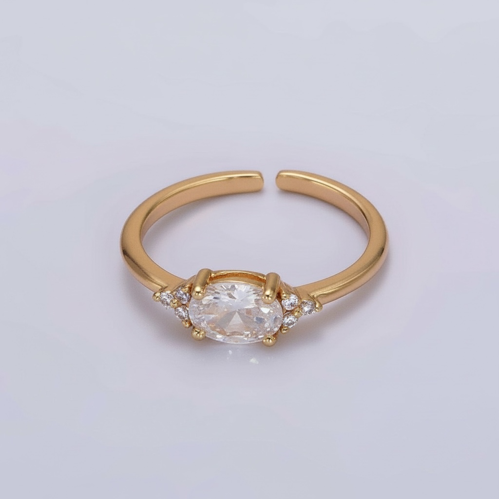 Oval Triple CZ Solitaire Birthstone