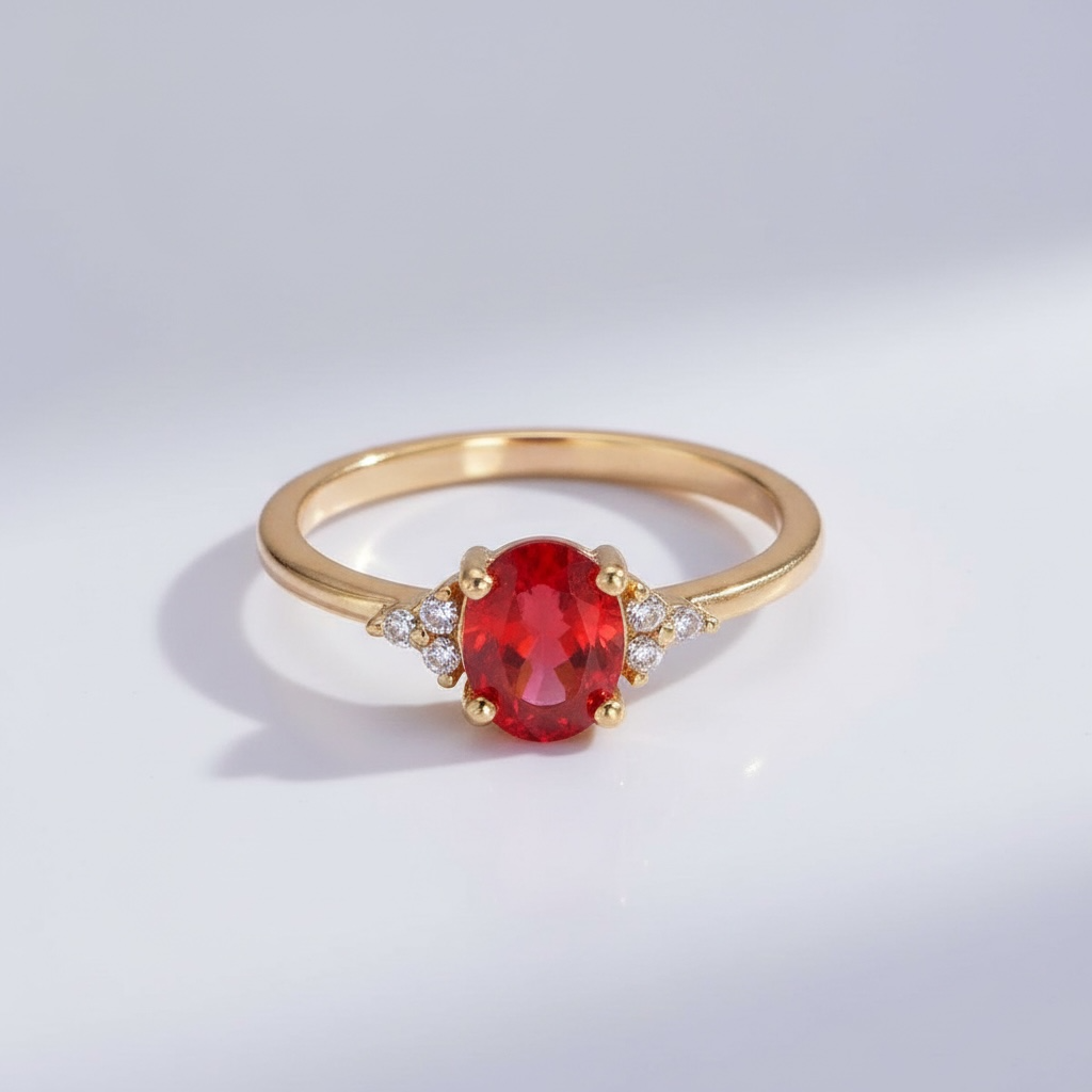 Oval Triple CZ Solitaire Birthstone