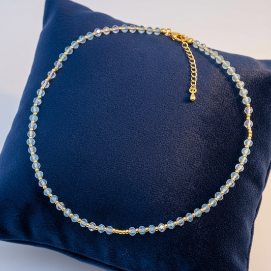 Delicate Blue Crystal Gemstone Bead Necklace