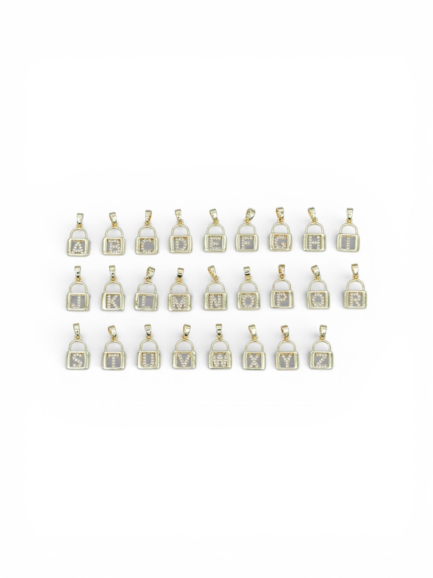 Micro Paved Padlock Initial Necklace